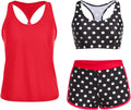 3 Piece Athletic  Swimsuits for Women with Shorts Swim Tank Tops with Sports Bra and Boyshorts Bathing Suits