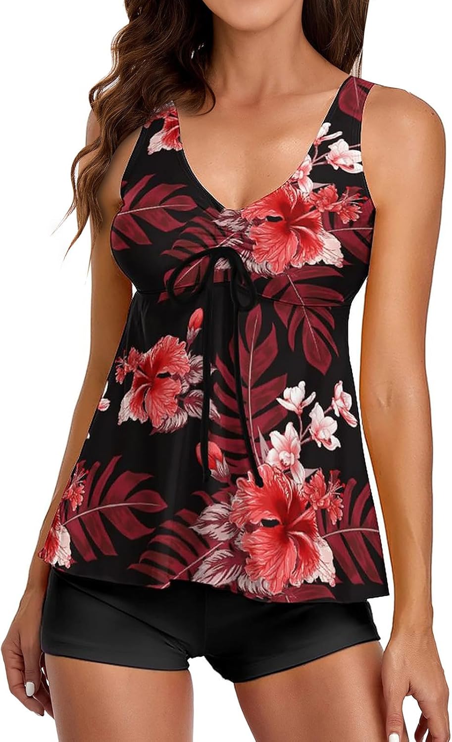 Women's  Bathing Suits  Swimsuits Two Piece Graphic Swim Tank Top with Boyshorts Ladies Swimwear